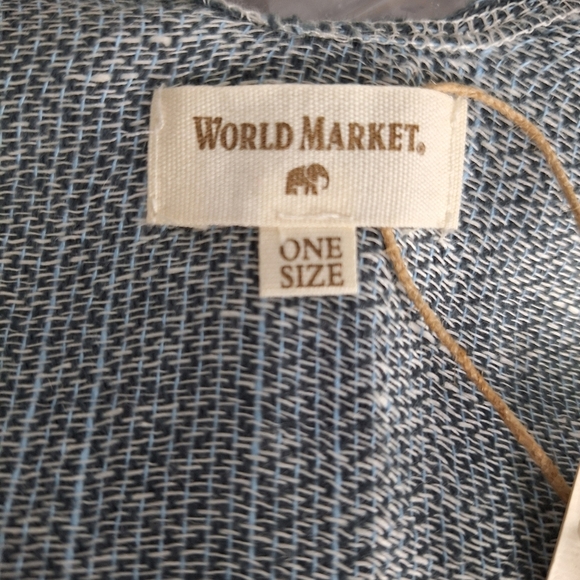World Market "NEW" Multicolor Linen Blend Coastal Bohemian Poncho One Size - Picture 10 of 13